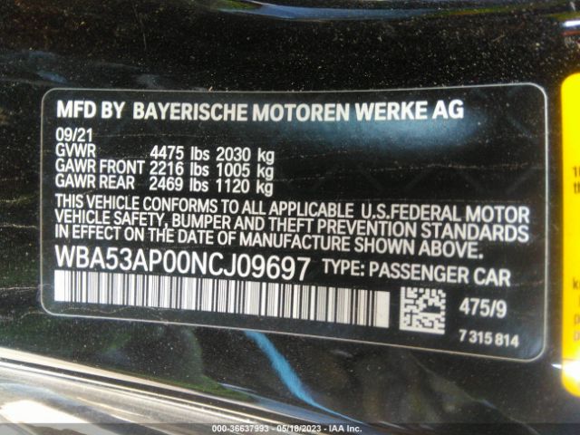 WBA53AP00NCJ09697 BMW 430I