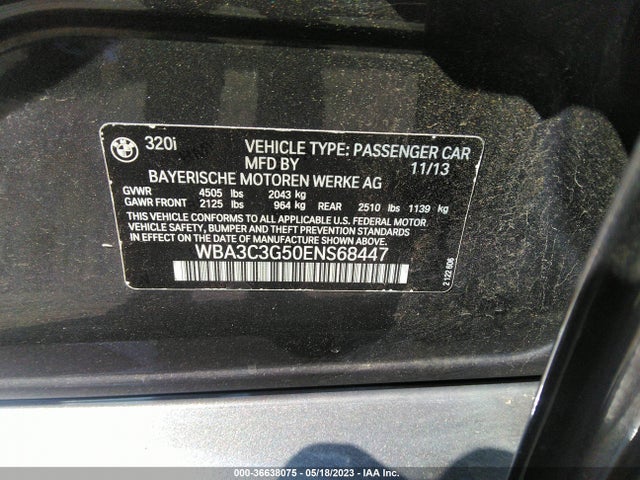 BMW 3 Series 320i Xdrive 2014 WBA3C3G50ENS68447 Image 9