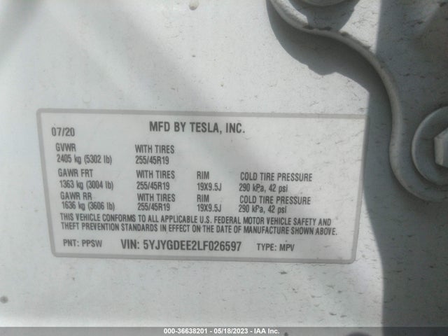 Tesla Model Y Long Range 2020 5YJYGDEE2LF026597 Image 13