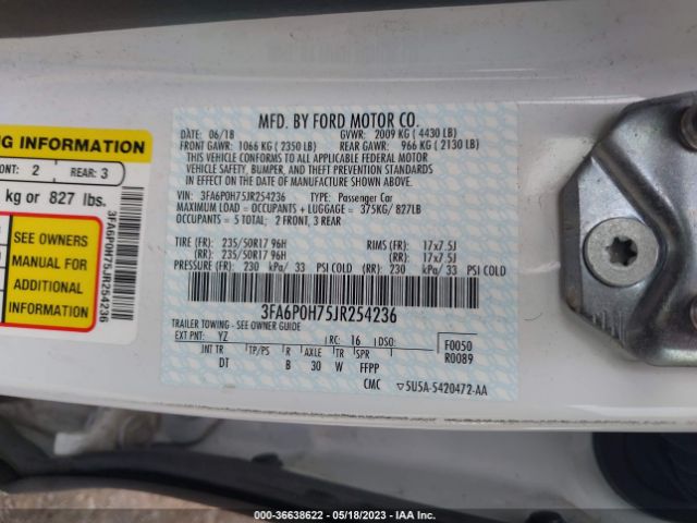 3FA6P0H75JR254236 Ford FUSION SE