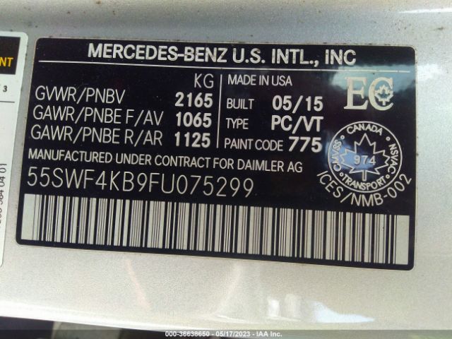 55SWF4KB9FU075299 Mercedes-Benz C-class C 300
