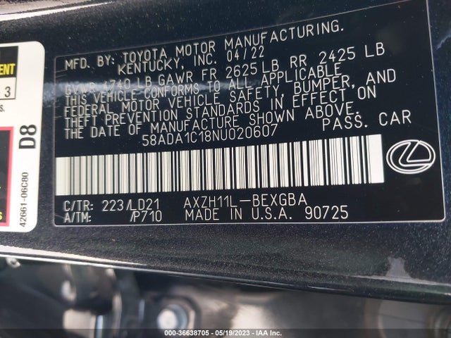58ADA1C18NU020607 Lexus Es Es 300h