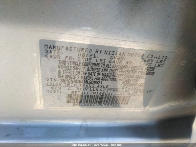 3N1CN8DV4ML909521 Nissan VERSA S