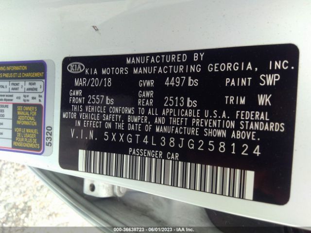 5XXGT4L38JG258124 KIA Optima S