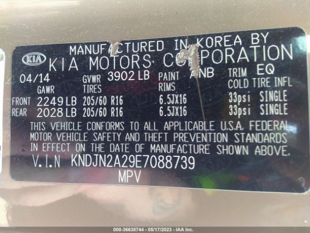 KNDJN2A29E7088739 KIA Soul Base