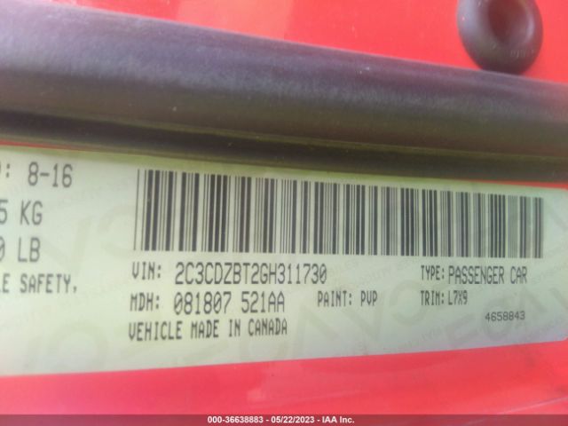 2C3CDZBT2GH311730 Dodge Challenger R/t