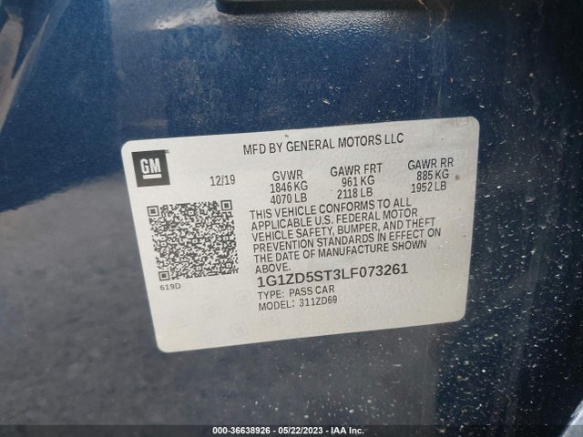 Chevrolet MALIBU LT 2020 1G1ZD5ST3LF073261 Image 9