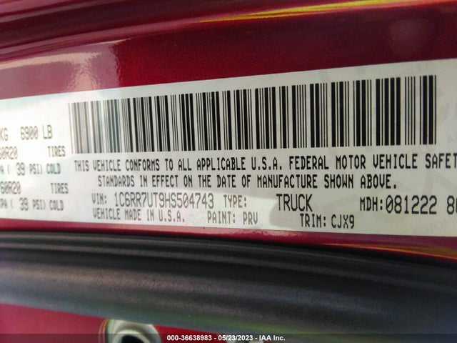 1C6RR7UT9HS504743 RAM 1500 Sport