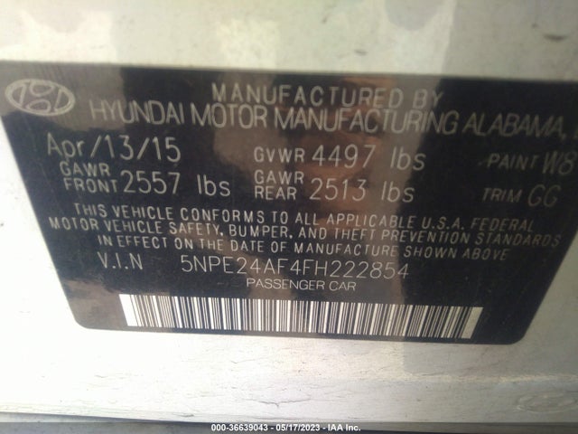 Hyundai Sonata 2.4l Se 2015 5NPE24AF4FH222854 Image 10
