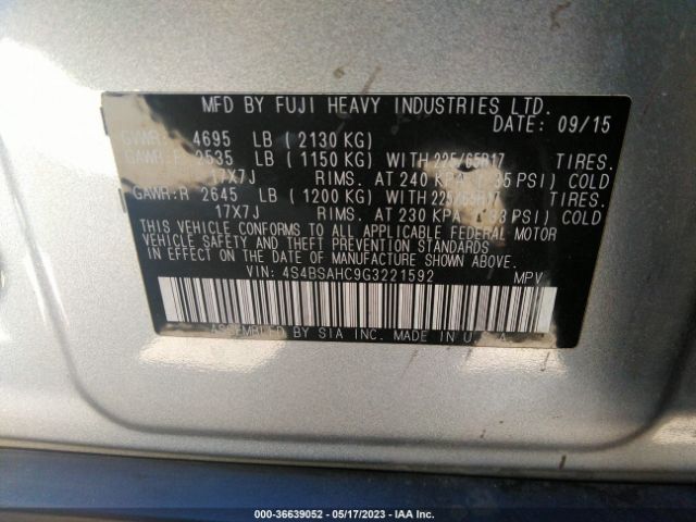 4S4BSAHC9G3221592 Subaru Outback 2.5i Premium