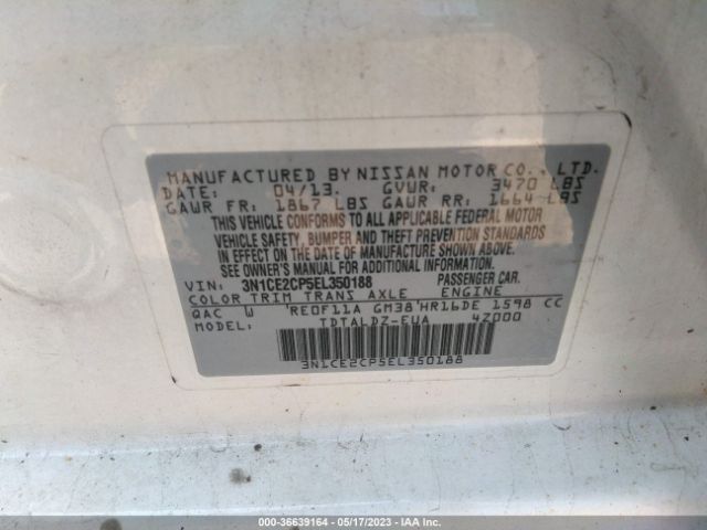3N1CE2CP5EL350188 Nissan Versa Note Sv