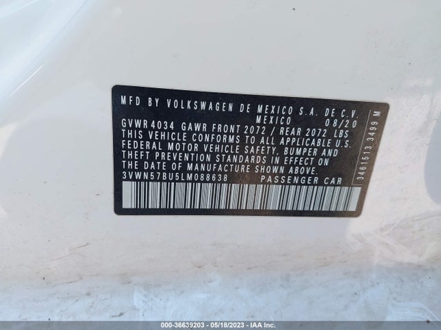 3VWN57BU5LM088638 Volkswagen Jetta S/r-line