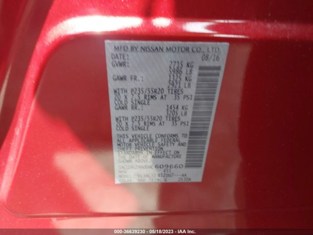 5N1DR2MN8HC609660 Nissan Pathfinder Platinum