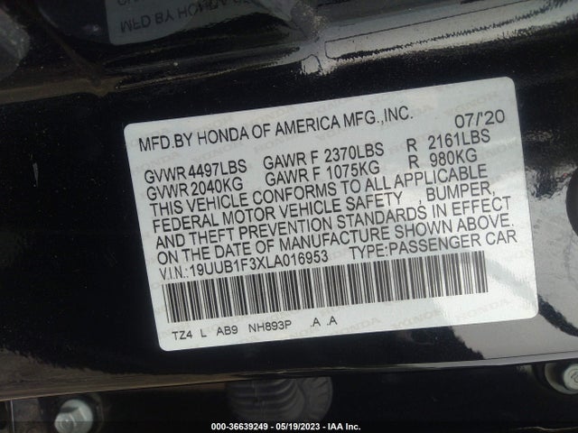 Acura TLX 2020 19UUB1F3XLA016953 Image 9