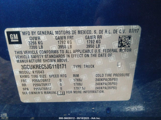 Chevrolet Silverado 1500 Lt 2018 3GCUKREC5JG110171 Image 10