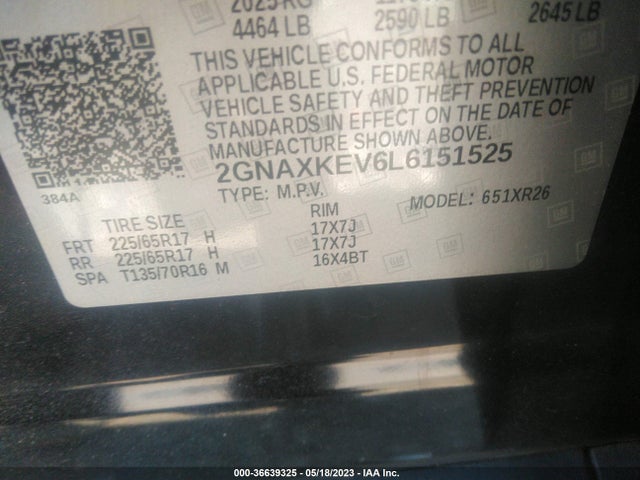 Chevrolet EQUINOX LT 2020 2GNAXKEV6L6151525 Image 9