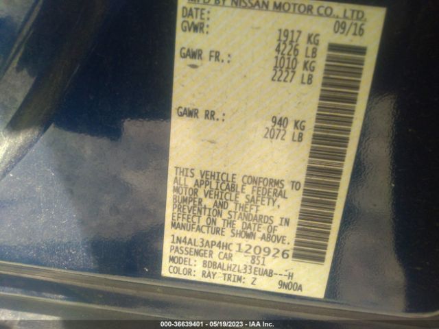 1N4AL3AP4HC120926 Nissan Altima 2.5 Sr