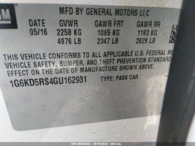 1G6KD5RS4GU162931 Cadillac Ct6 Sedan Luxury Awd