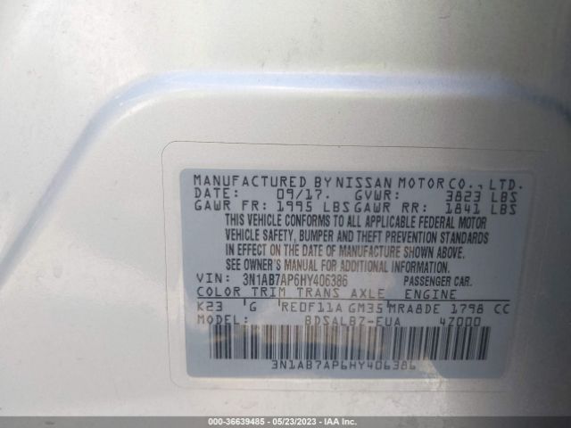 3N1AB7AP6HY406386 Nissan SENTRA S