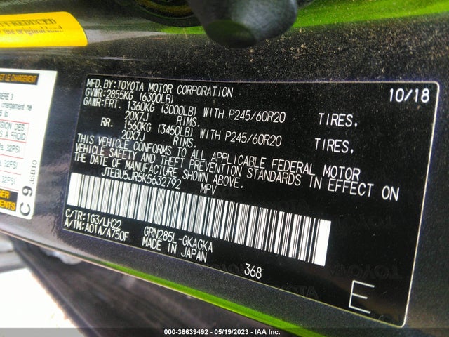 Toyota 4runner Limited 2019 JTEBU5JR5K5632792 Image 9