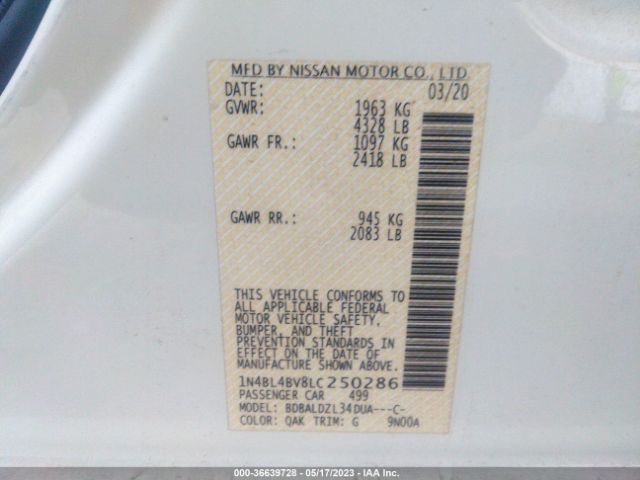 1N4BL4BV8LC250286 Nissan Altima 2.5 S