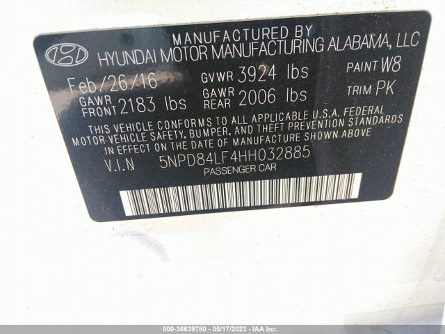 Hyundai ELANTRA SE 2017 5NPD84LF4HH032885 Image 9