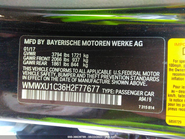 2017 Mini Hardtop, VIN: WMWXU1C36H2F77677