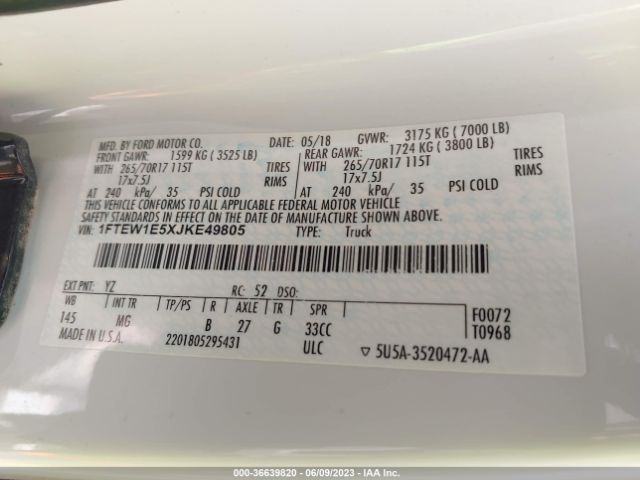 1FTEW1E5XJKE49805 Ford F-150 Xl/xlt/lariat