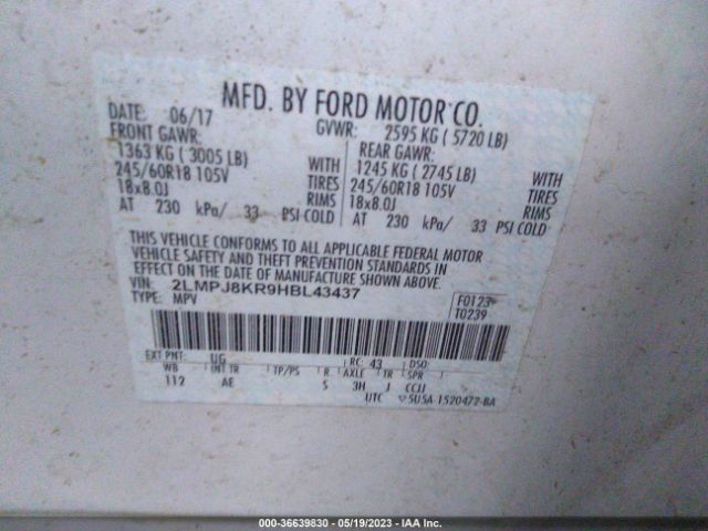 2LMPJ8KR9HBL43437 Lincoln Mkx Select