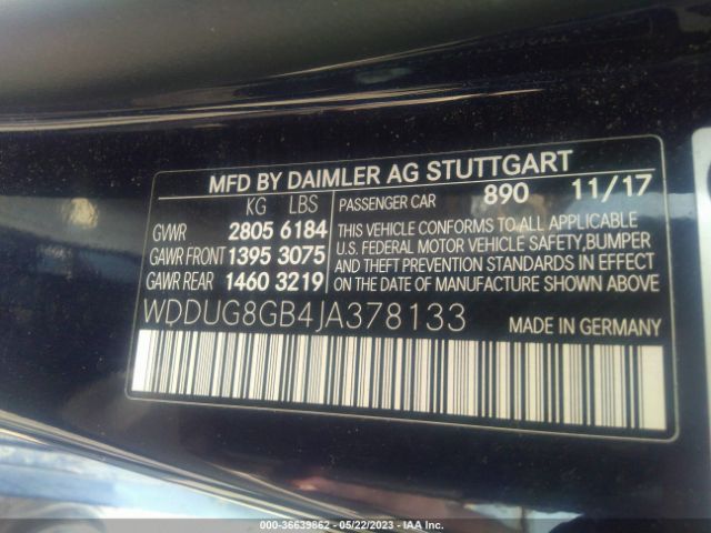 WDDUG8GB4JA378133 Mercedes-Benz S-class S 560