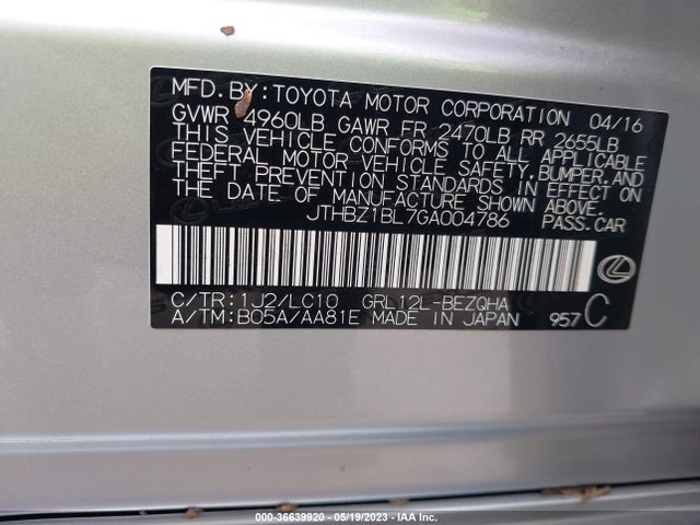 JTHBZ1BL7GA004786 Lexus GS 350
