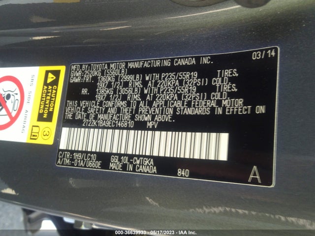 2T2ZK1BA9EC146810 Lexus RX 350