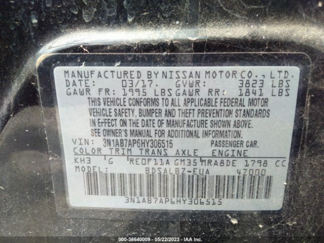 3N1AB7AP6HY306515 Nissan SENTRA S