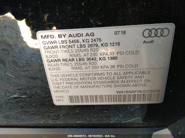 WA1BNAFY6J2225293 Audi Q5 Premium Plus