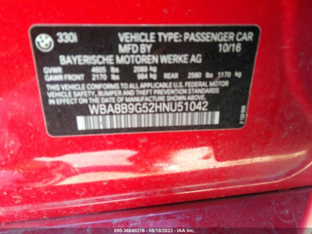 WBA8B9G52HNU51042 BMW 3 Series 330i