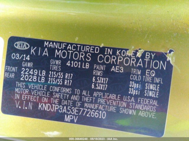 KNDJP3A53E7726610 KIA SOUL +