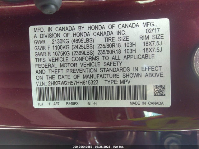 Honda CR-V EX 2017 2HKRW2H57HH615323 Image 9