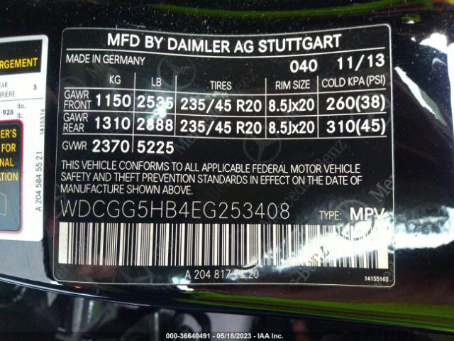 WDCGG5HB4EG253408 Mercedes-Benz Glk-class Glk 350
