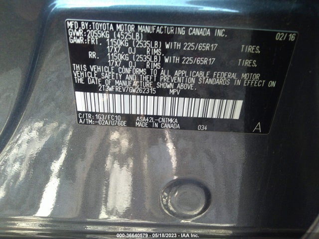 Toyota Rav4 Xle 2016 2T3WFREV7GW262315 Image 10
