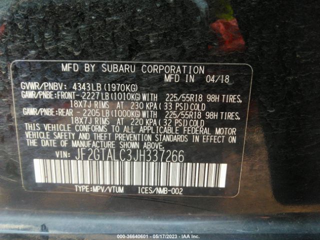 JF2GTALC3JH337266 Subaru Crosstrek Limited