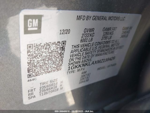 1GKKNKLAXMZ159429 GMC ACADIA SLE