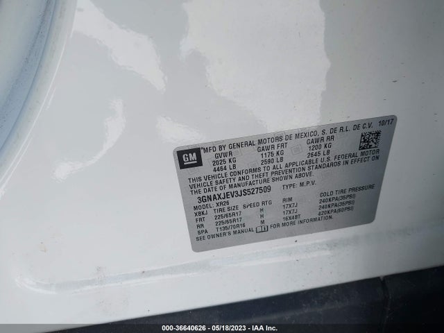 Chevrolet EQUINOX LT 2018 3GNAXJEV3JS527509 Image 10