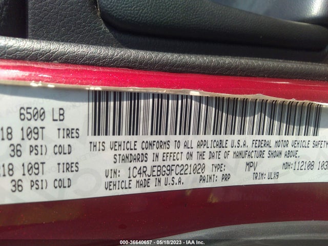 1C4RJEBG9FC221020 Jeep Grand Cherokee Limited
