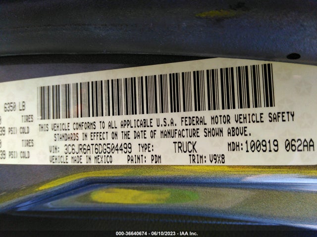2013 RAM 1500 EXPRESS VIN: 3C6JR6AT6DG504499