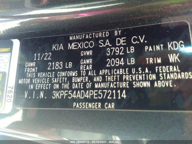 3KPF54AD4PE572114 KIA Forte Gt-line