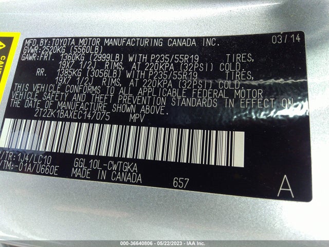2T2ZK1BAXEC147075 Lexus RX 350