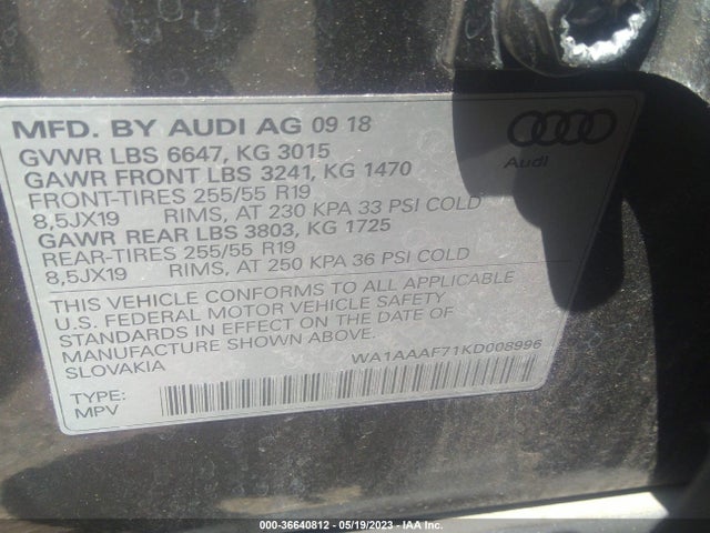 WA1AAAF71KD008996 Audi Q7 PREMIUM