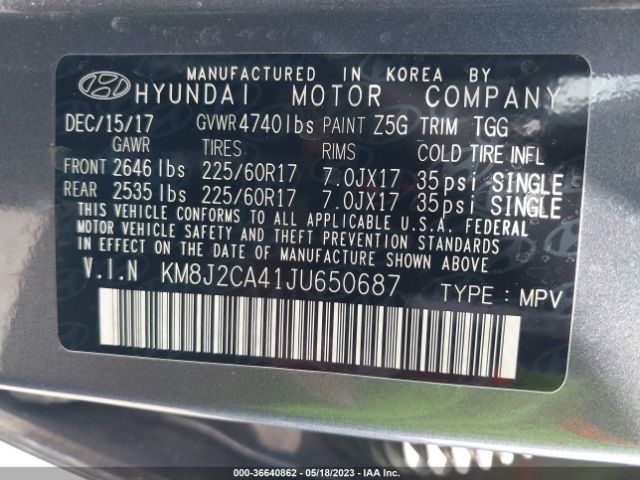 Hyundai TUCSON SE 2018 KM8J2CA41JU650687 Image 10