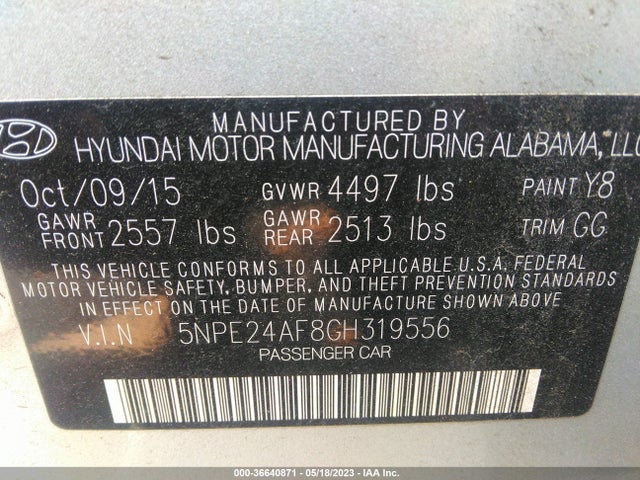 Hyundai Sonata 2.4l Se 2016 5NPE24AF8GH319556 Image 9