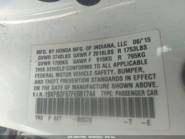 Honda Civic Sedan Lx 2015 19XFB2F57FE081744 Image 9